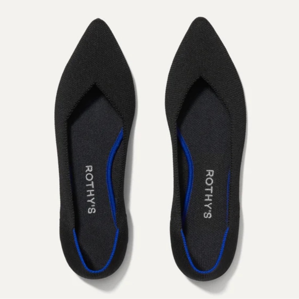 Rothy’s The Point Pointed Toe Slip On Flat Black Size 7